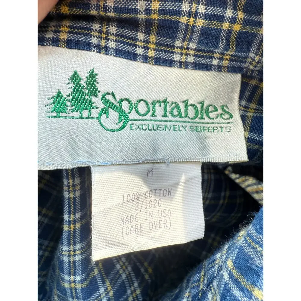 Vintage Sportables  Plaid Shirt Dress Size Medium 80's USA Made